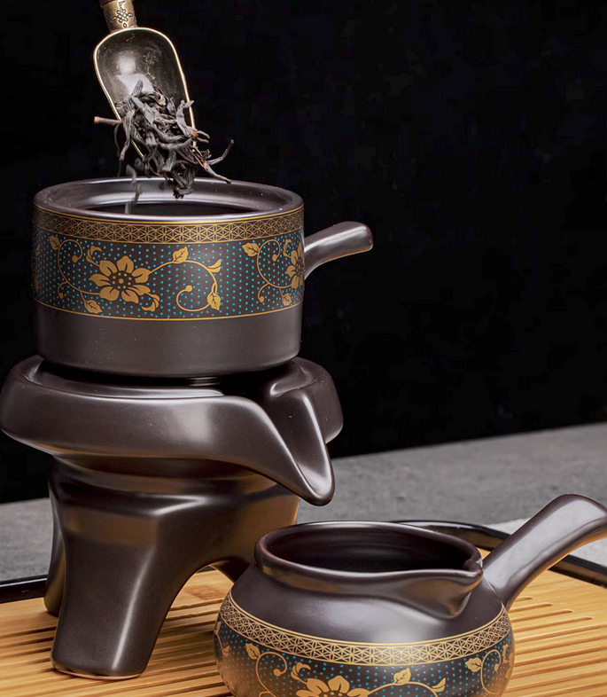 懶人茶具套裝家用喝茶防燙泡茶壺陶瓷 功夫茶杯石磨半自動沖茶神器