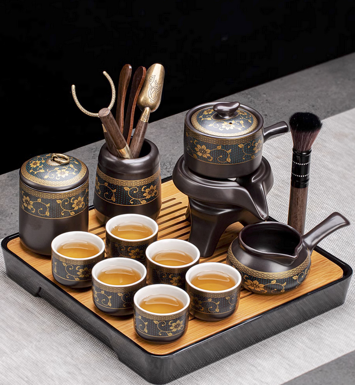 懶人茶具套裝家用喝茶防燙泡茶壺陶瓷 功夫茶杯石磨半自動沖茶神器